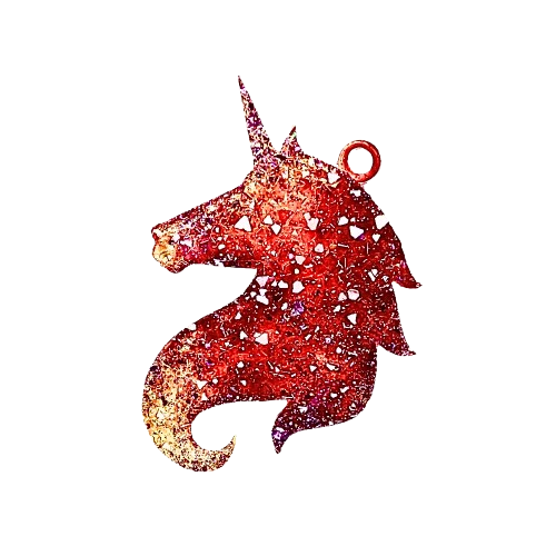 Crimson Unicorn – Handmade Resin Ornament
