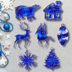 Blue Ice Set – Handmade Resin Christmas Ornament Collection