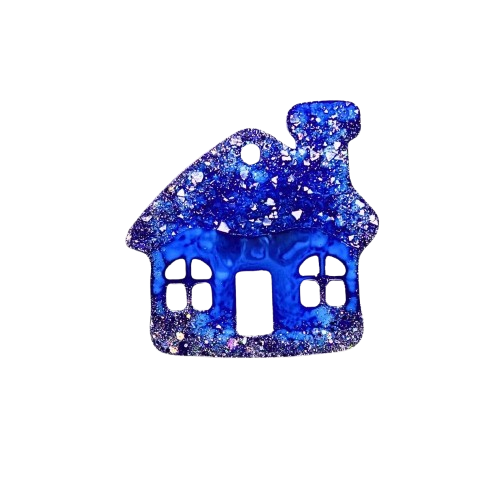 Blue House – Handmade Resin Ornament