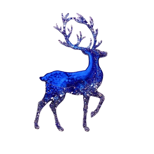 Blue Reindeer – Handmade Resin Ornament
