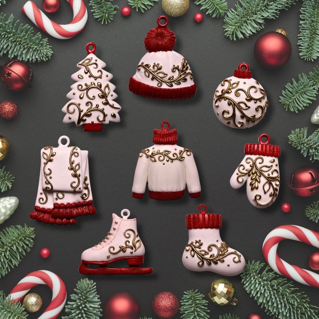 Cozy Winter Set – Handmade Resin Christmas Ornament Set