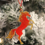 Red Horse Set – Handmade Resin Christmas Ornament Collection