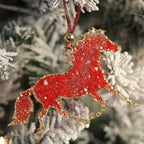 Red Horse Set – Handmade Resin Christmas Ornament Collection