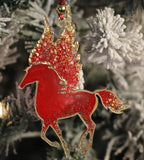 Red Horse Set – Handmade Resin Christmas Ornament Collection