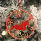 Red Horse Set – Handmade Resin Christmas Ornament Collection