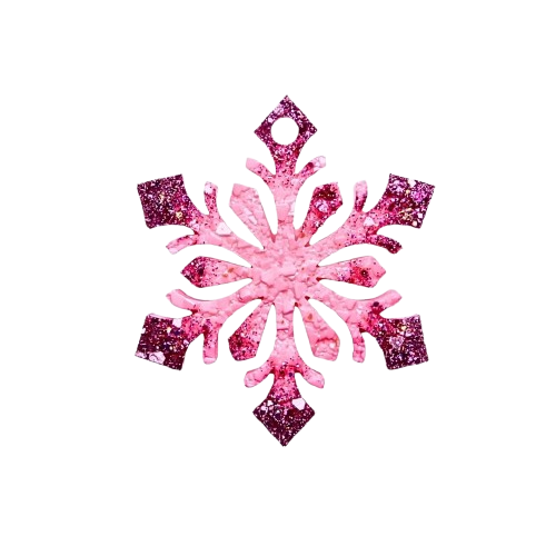 Pink Snowflake – Glitter Resin Ornament