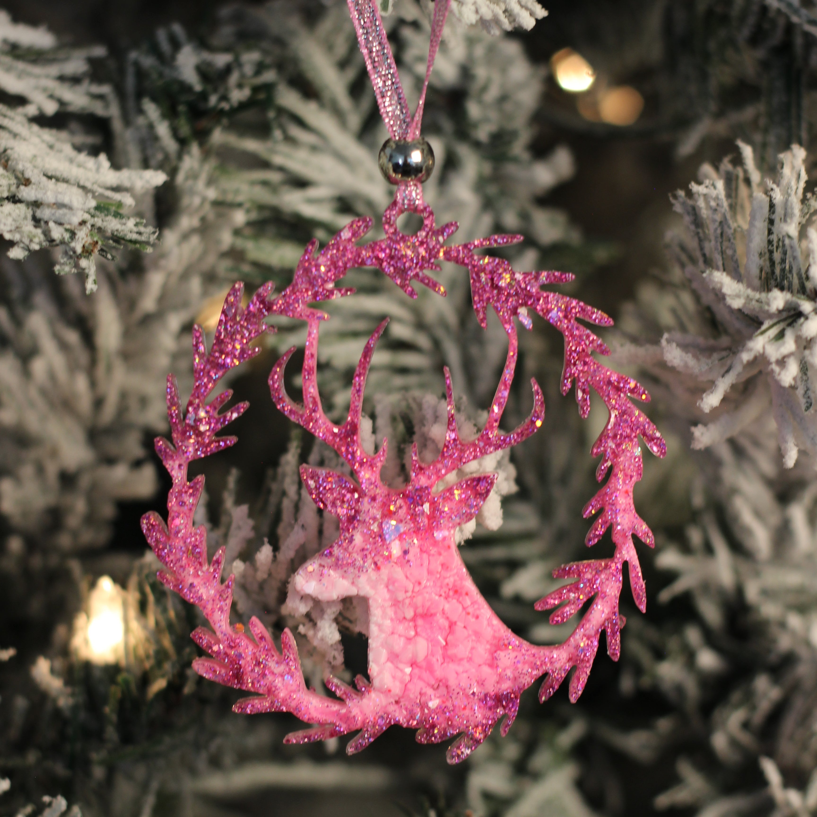 Pink Winter Set – Handmade Resin Christmas Ornament Collection