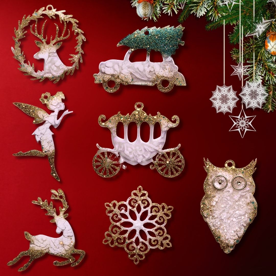 Golden Fairytale Set – Handmade Resin Ornament Collection